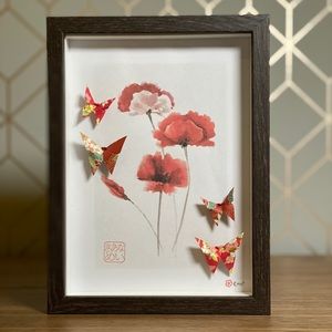 Original Handfolded Origami Poppies Artwork